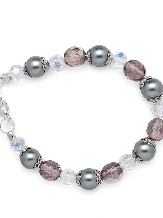 Jewelry - Gray Pearl and Crystal Beaded Bracelet - Women's Jewelry